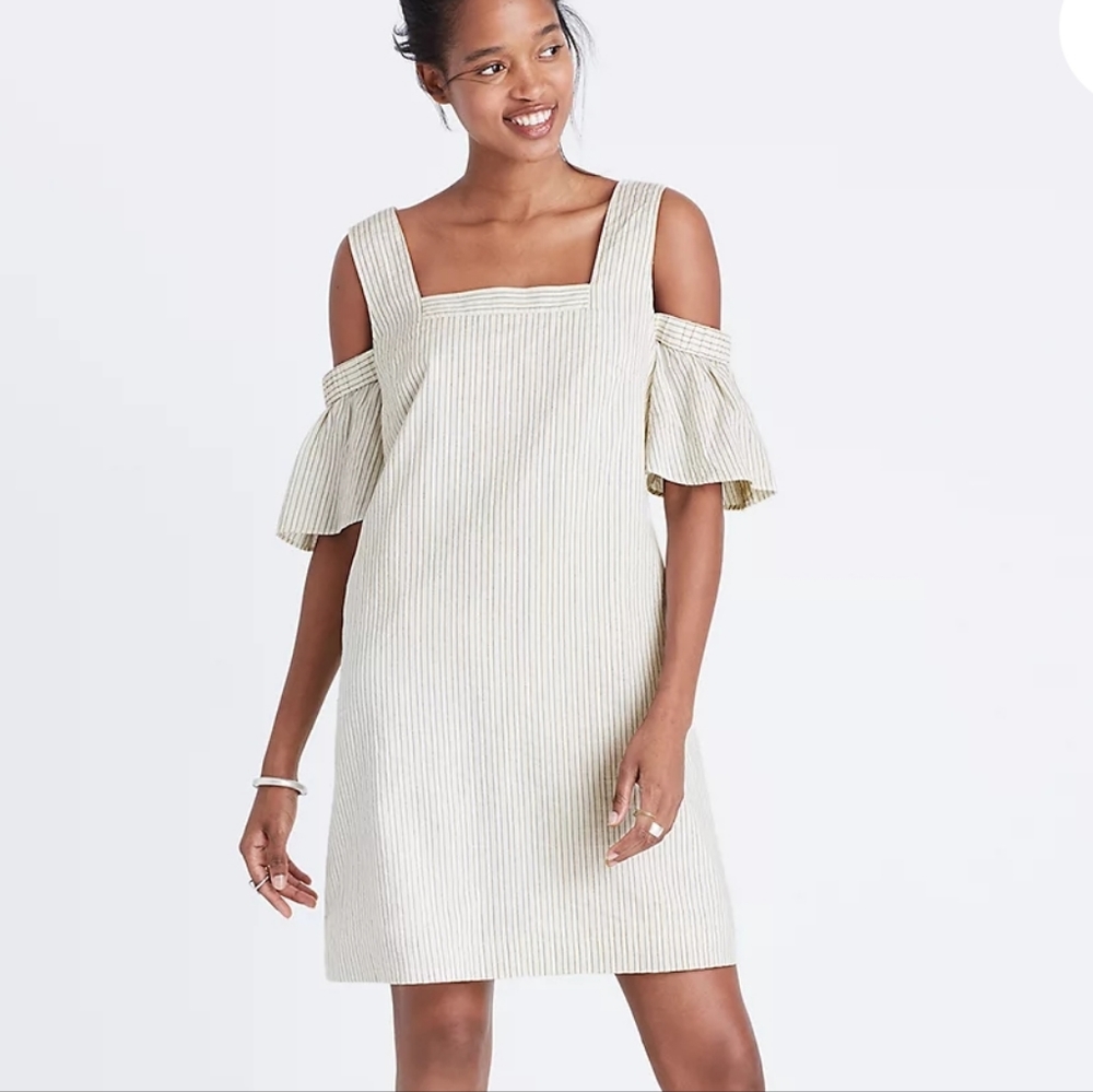 Madewell Striped Cold-Shoulder Dress